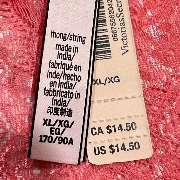 NWT VICTORIA'S SECRET Thong Pantie/Underwear Sz XL Coral Pink Lace - Picture 4 of 4